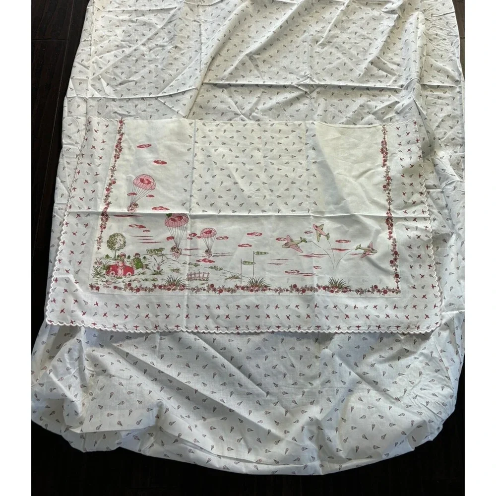 1940s Military Paratrooper Childrens Twin Fitted Sheet Pillow Sham Parachute